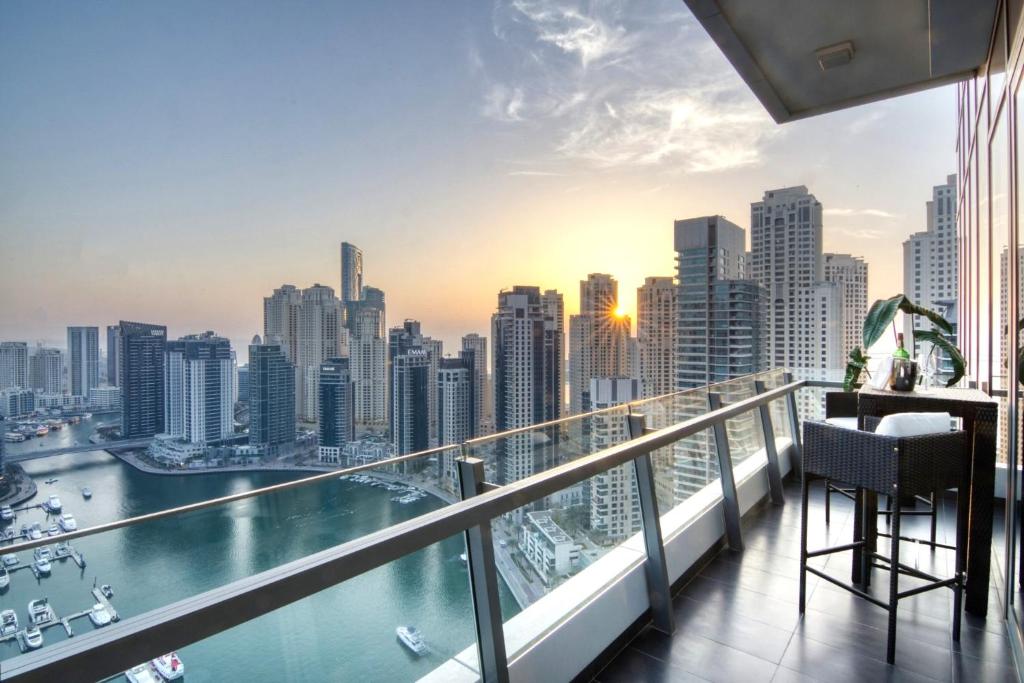 Dubai Marina skyline with luxury apartments